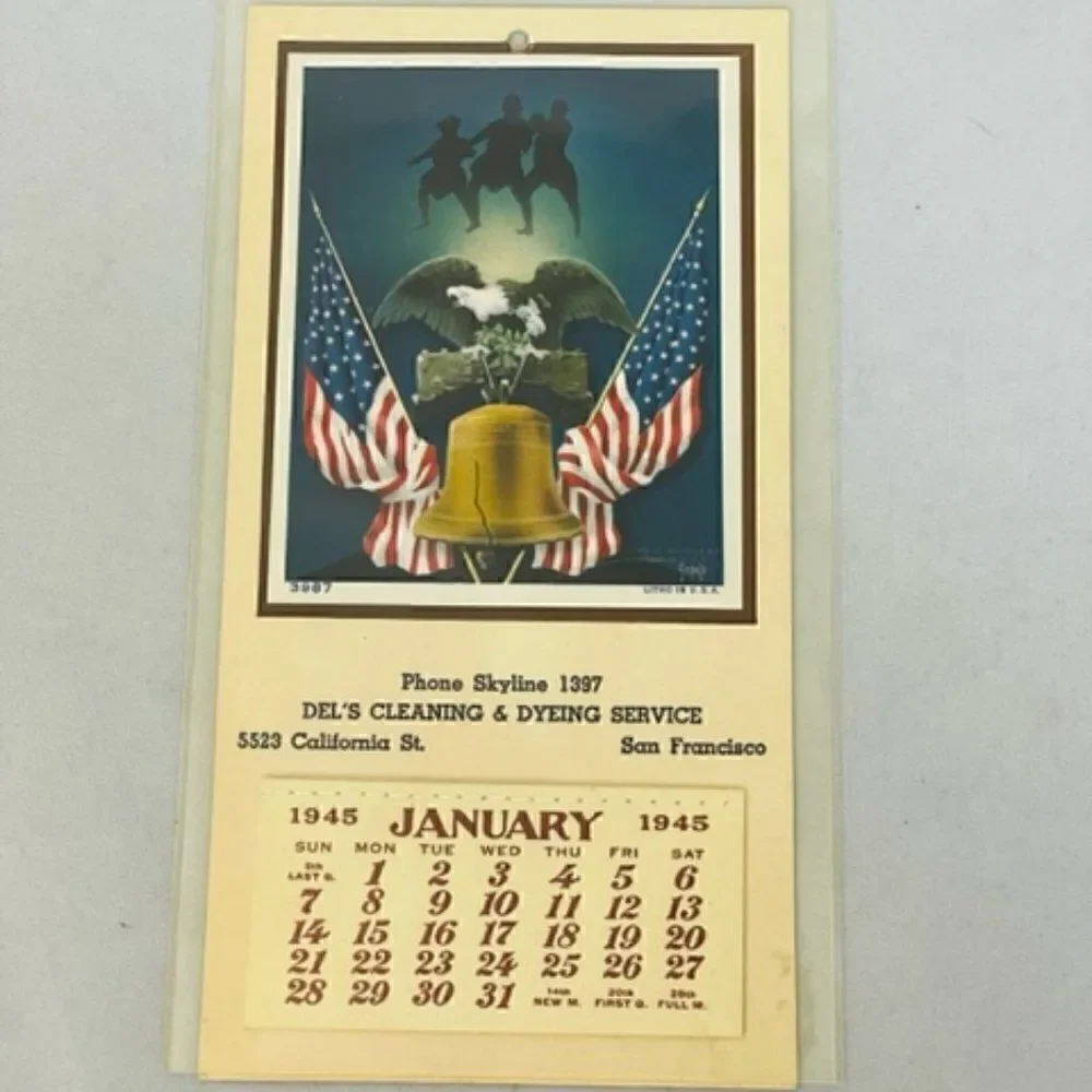 Vintage Liberty Bell Patriotic 1945 Wall Calendar Mint Mint because it has been